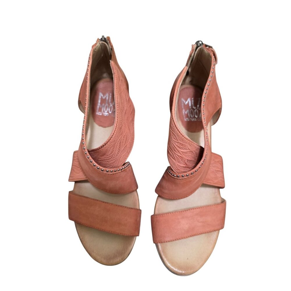 Miz Mooz Women's 42/11 Orange Leather‎ Sandals Back Zipper & Studded Details